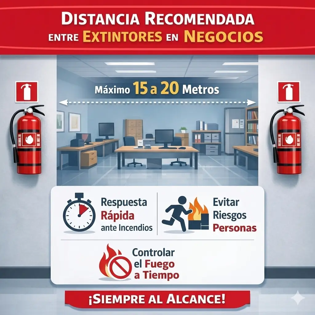 distancia recomendada entre extintores en un negocio