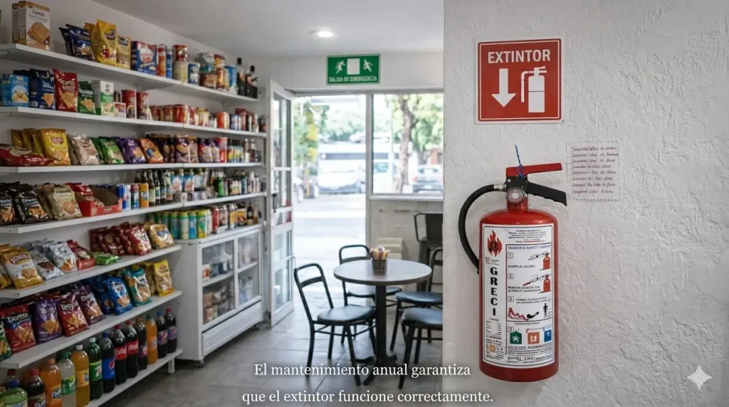 extintor instalado en local comercial