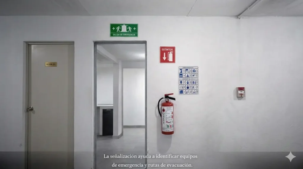 señalización de protección civil en negocio pequeño